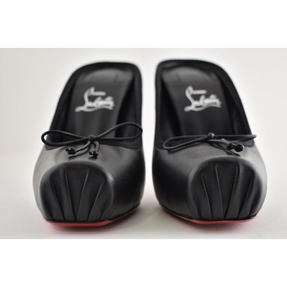 Christian Louboutin Cassia Mule 100 Black Leather Ballet Slip On Heel Pump 37.5 - Picture 8 of 15